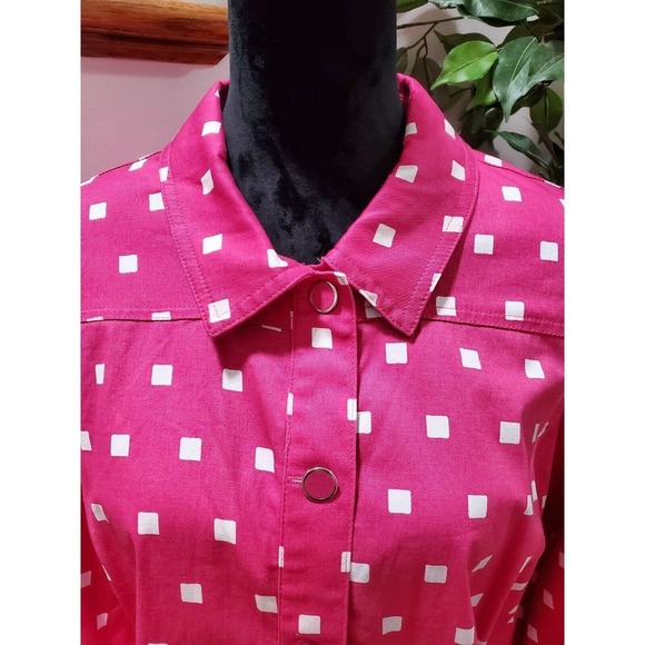 CJ Bank Women Solid Pink Cotton Long Sleeve Buttons Front Casual Jacket Size 2X - Picture 2 of 11